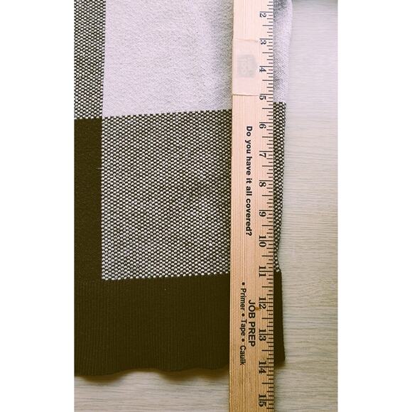 SWEATER-TAHARI-Forest Green-Plaid Square-Different Knits-Long Sleeves-Size Large - Picture 11 of 12